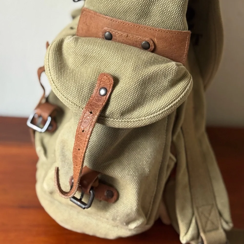 Vintage Kakadu TRADERS AUSTRALIA BROWN Canvas and  LEATHER BACKPACK BAG